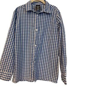 IZOD Boys Blue White Gingham Long Sleeve Button Down Shirt Size‎ 7 Z4K0099